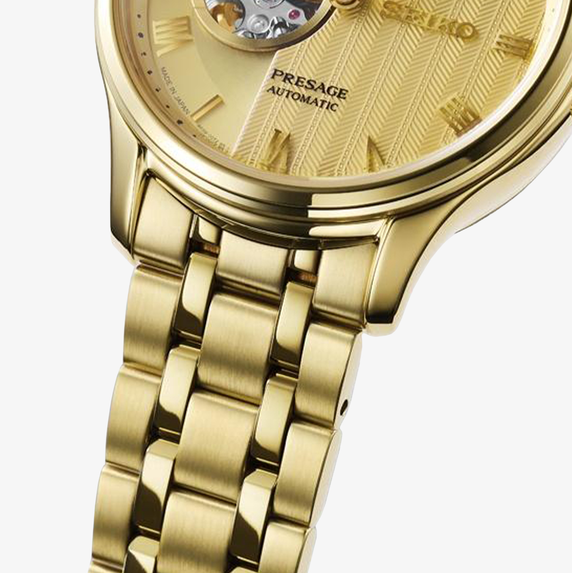 Zegarek Seiko Automatic Open Heart SSA468J1 na złotej bransolecie
