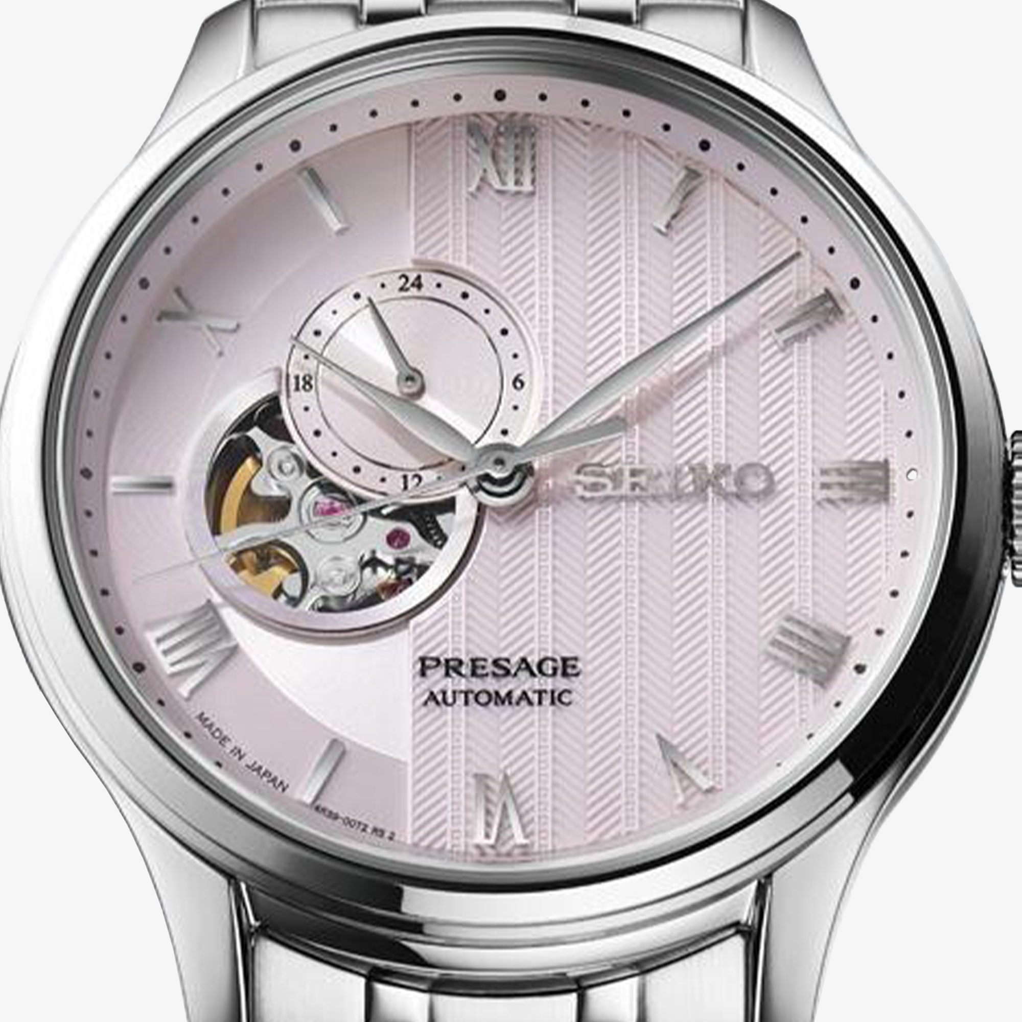 Zegarek Seiko Automatic Open HeartSSA465J1 z różową tarczą typu open heart