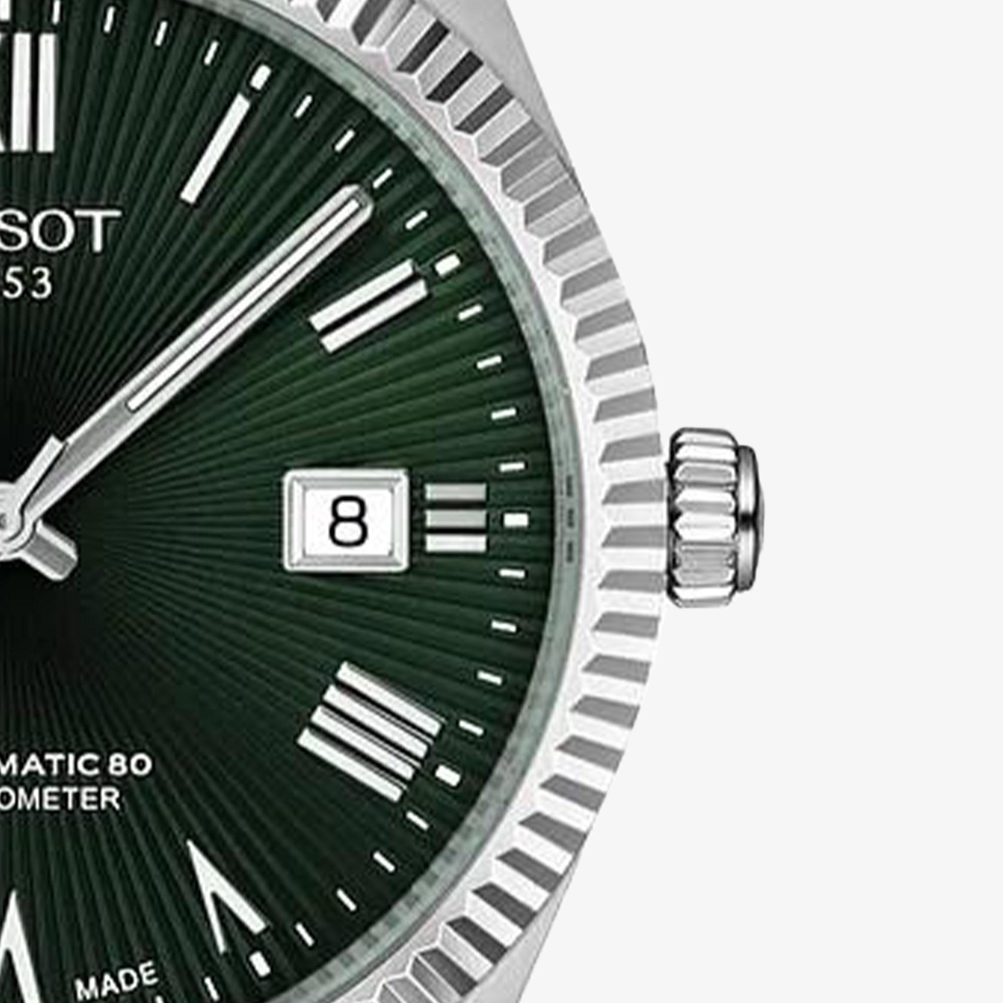Zegarek Tissot Ballade Powermatic 80 39mm męski T156.408.11.093.00 z datownikiem na tarczy przy godzinie 3