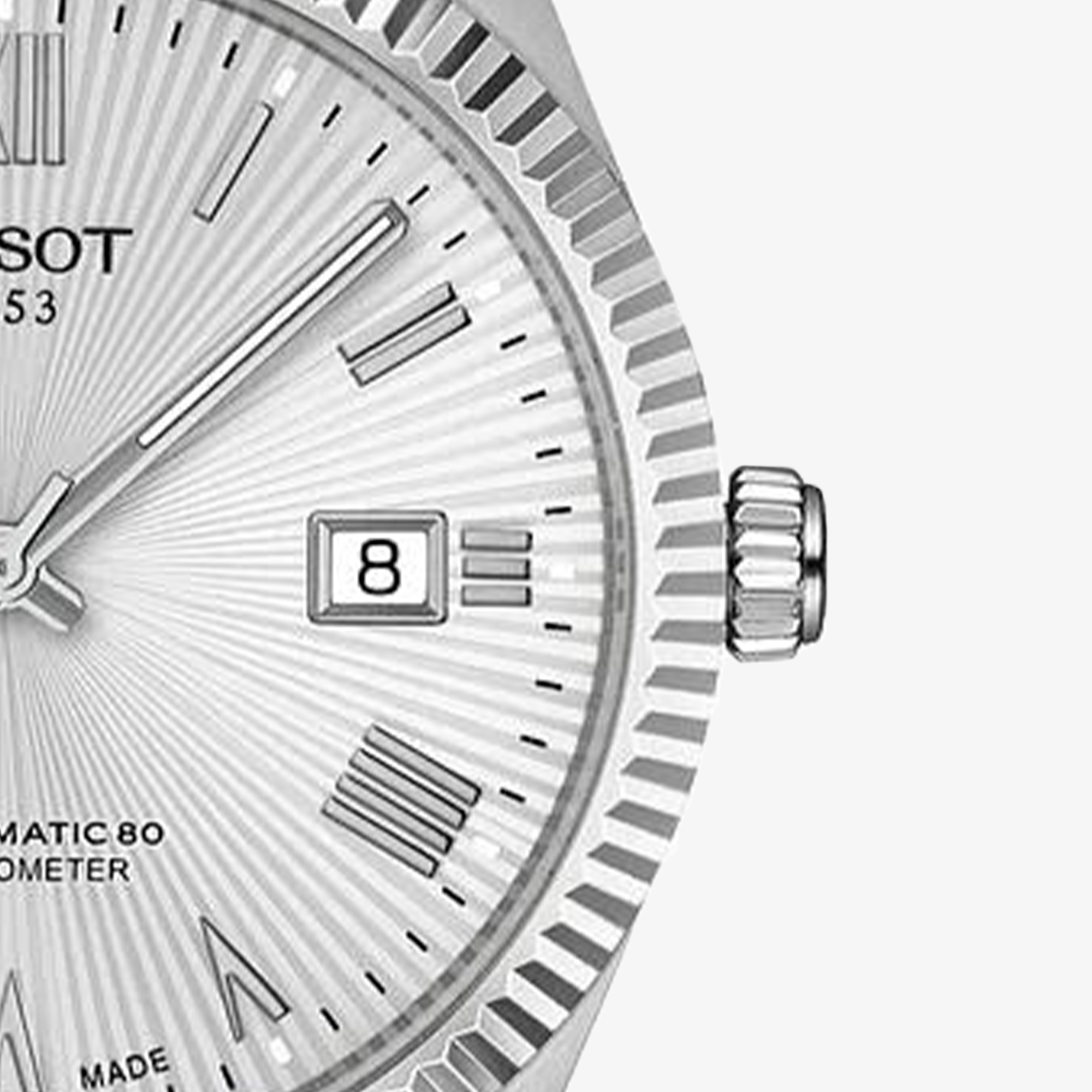 Zegarek Tissot Ballade Powermatic 80 39mm męski T156.408.11.033.00 z datownikiem na tarczy przy godzinie 3