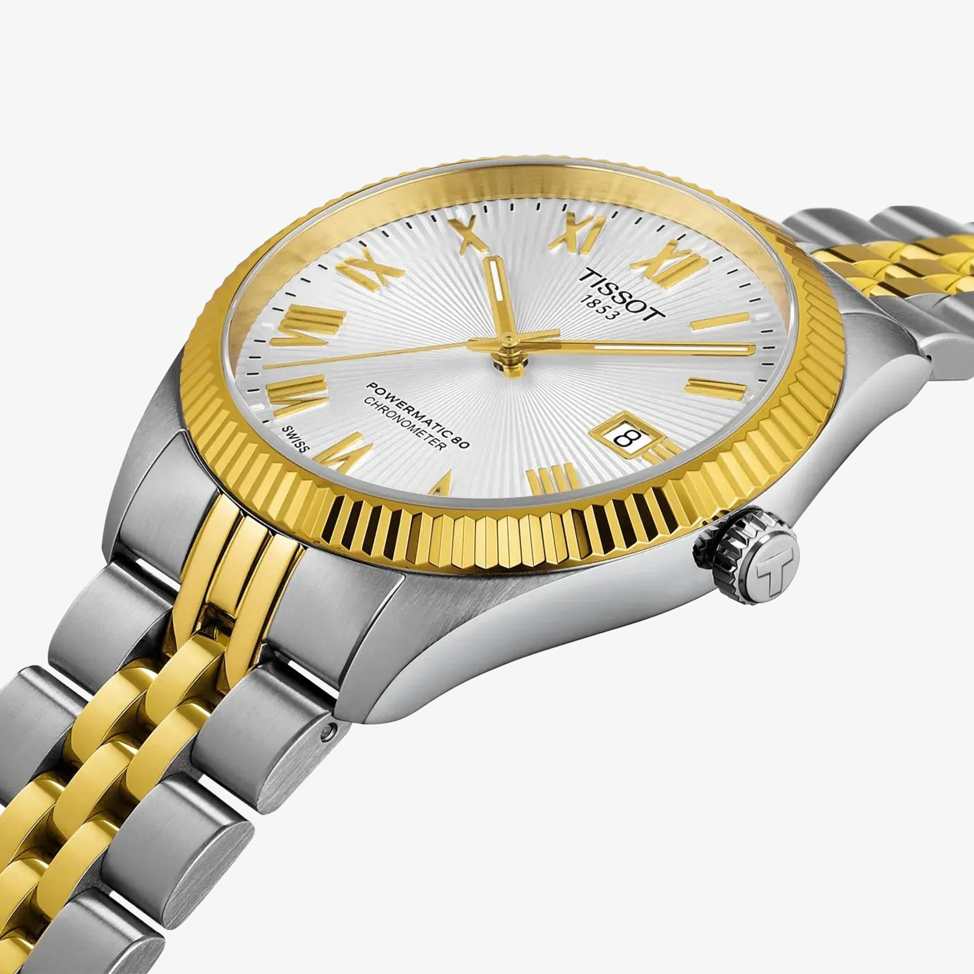 Zegarek Tissot Ballade Powermatic 80 39mm męski T156.408.22.033.00 z datownikiem na tarczy przy godzinie 3