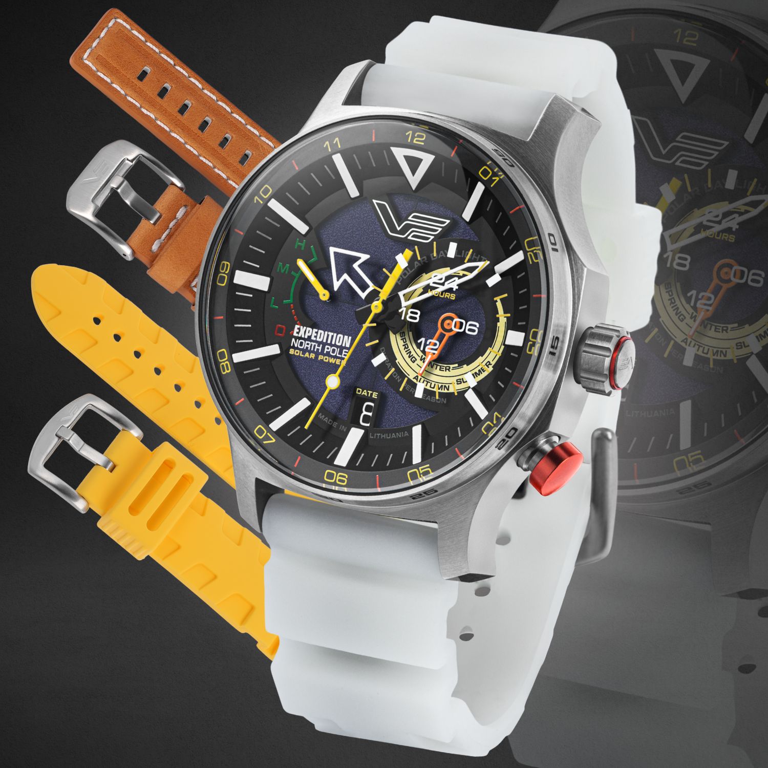 Trzy paski w zestawie z zegarkiem Vostok Europe VS57-595A735SW