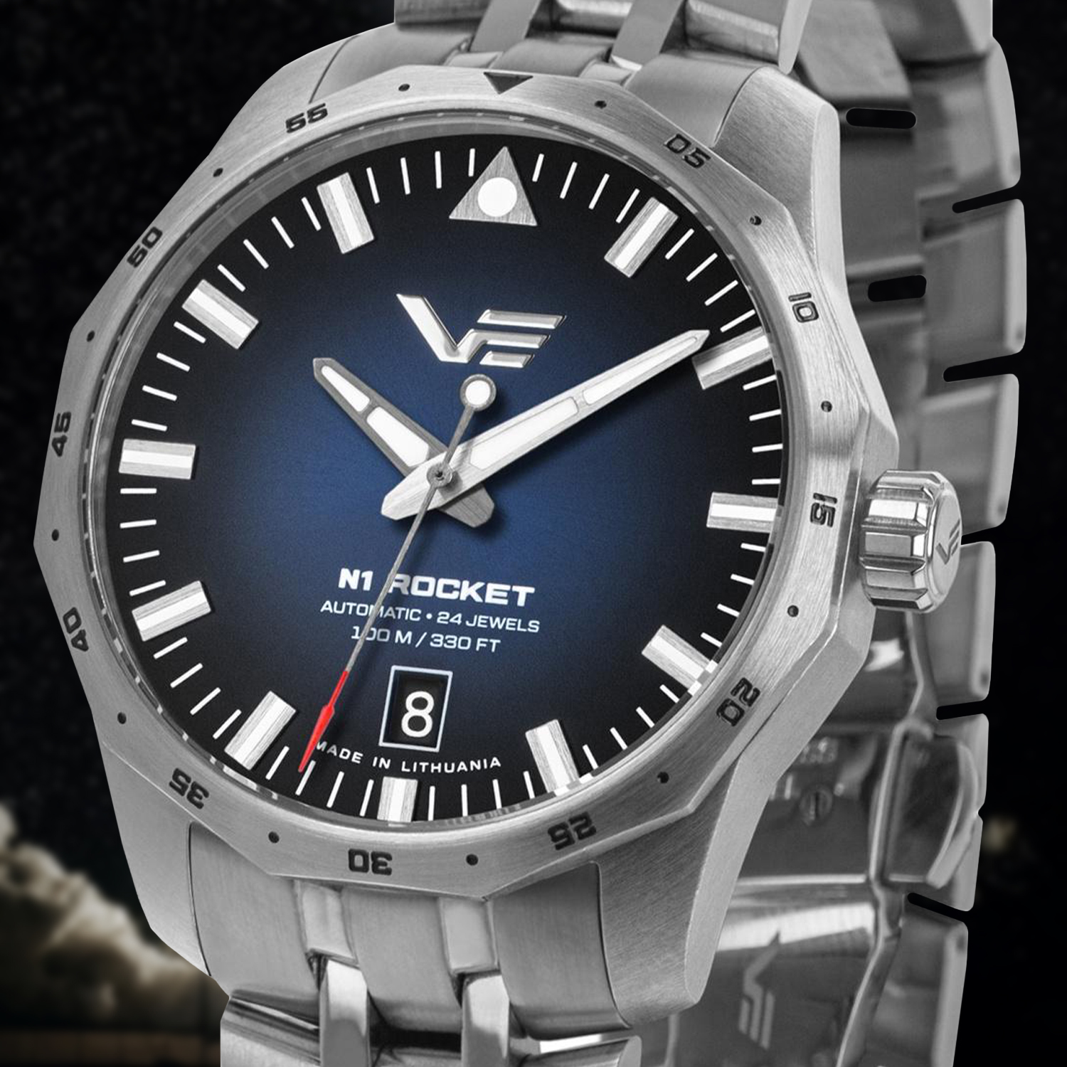 Zegarek Vostok Europe Rocket N-1 Automatic Blue Compact NH35A-125A748B z niebieską tarczą