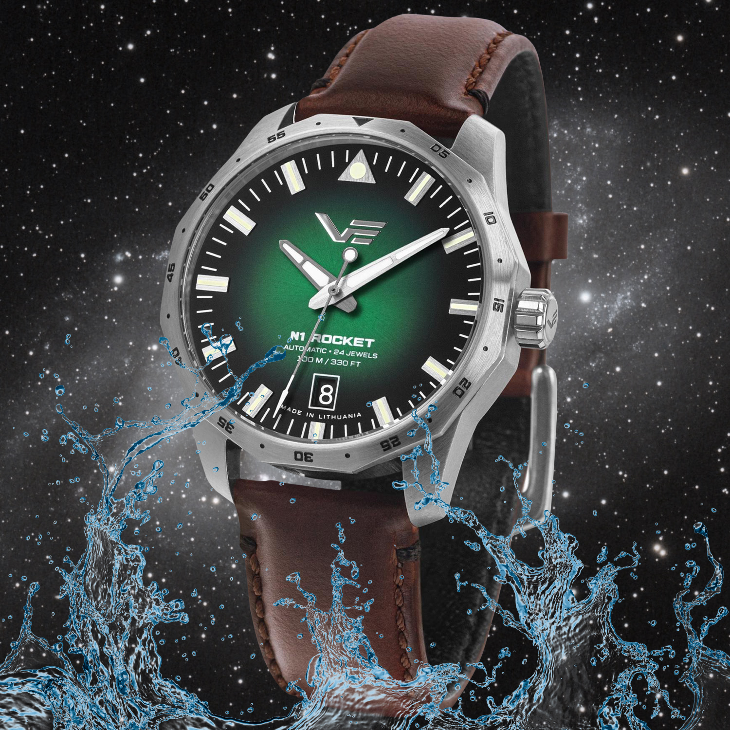 Zegarek Vostok Europe Rocket N-1 Automatic Green Compact NH35A-125A749 wodoszczely do 100 metrów