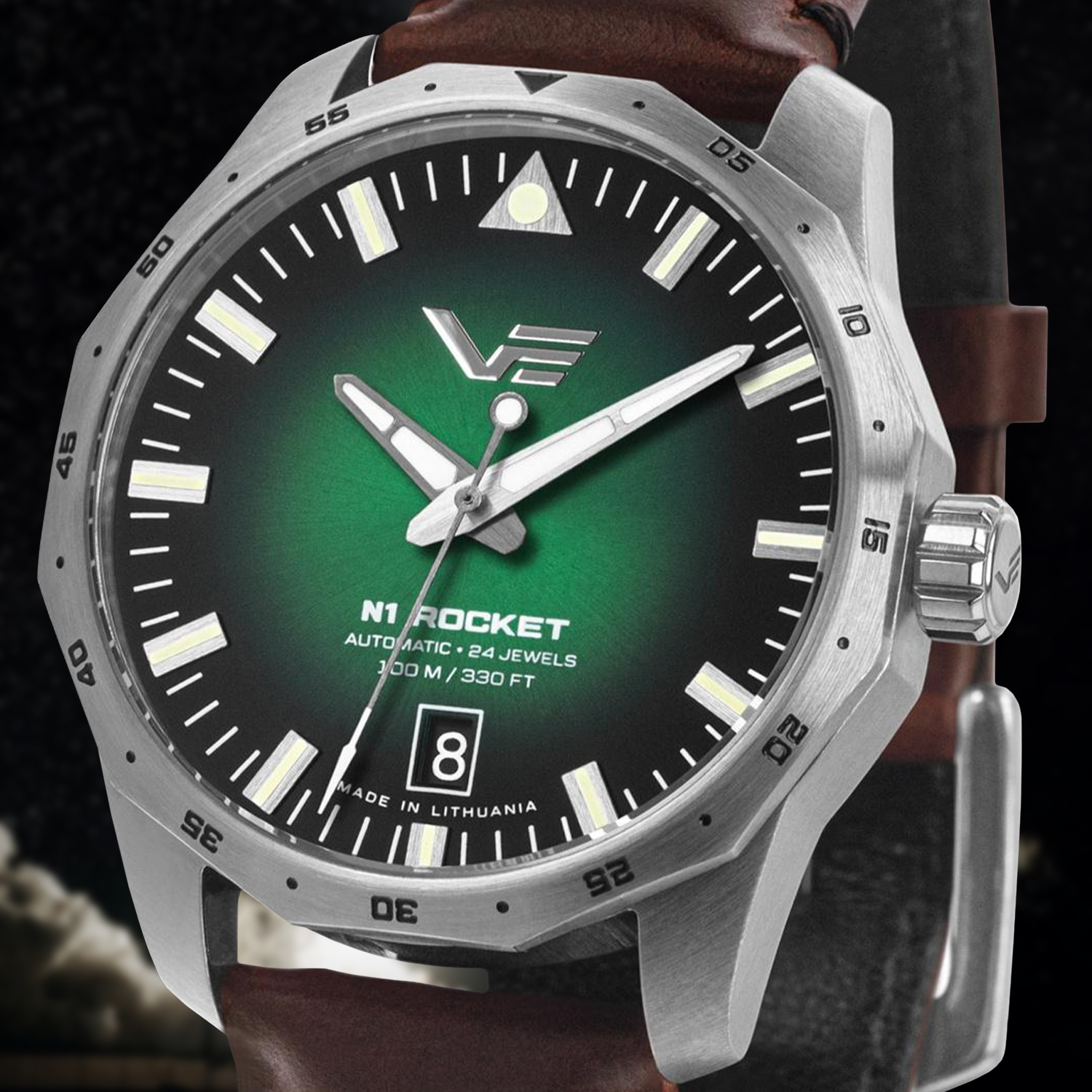 Zegarek Vostok Europe Rocket N-1 Automatic Green Compact NH35A-125A749 z zieloną tarczą