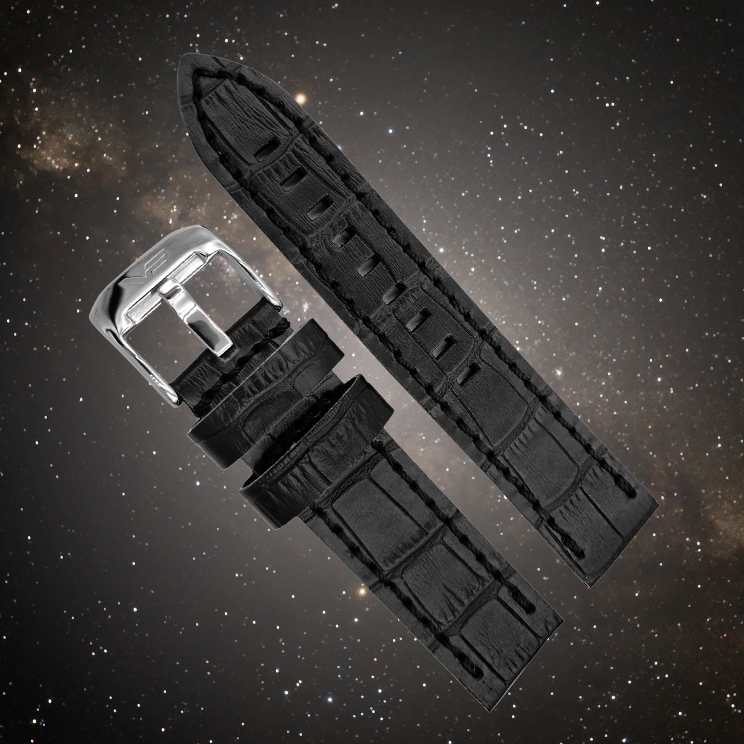 Skórzany pasek w zegarku Vostok Europe Space Race Black Automatic YN55-325A745