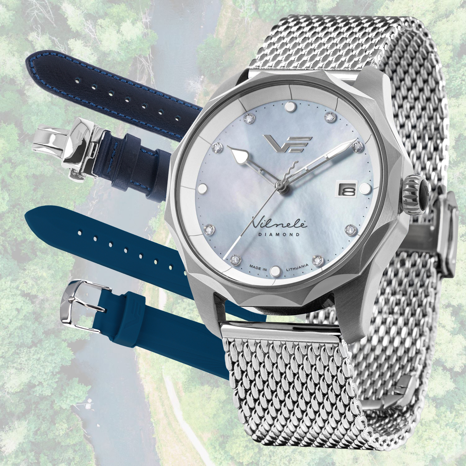 Zegarek Vostok Europe Vilnele Diamond Solar Mesh VS42-125A755BM w zestawie z dwoma paskami