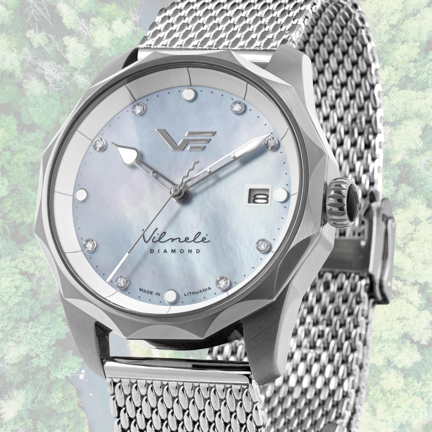 Zegarek Vostok Europe Vilnele Diamond Solar Mesh VS42-125A755BM zasilany światłem