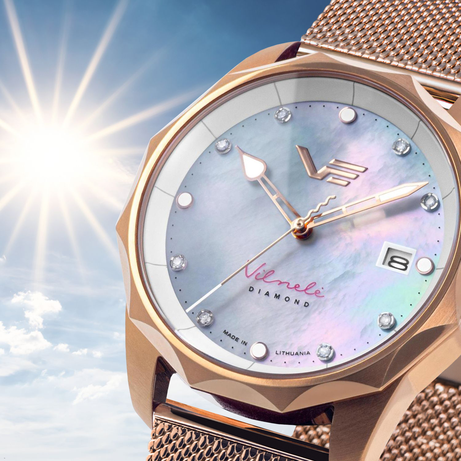 Solarny mechanizm w zegarku Vostok Europe Vilnele Diamond Solar Mesh VS42-125B754BM