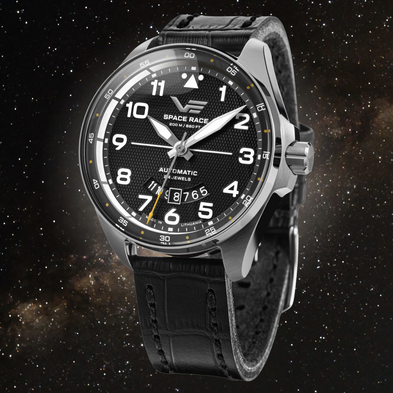 Zegarek Vostok Europe Space Race Black Automatic YN55-325A745 stworzony z inspiracji Wyścigiem Kosmicznym