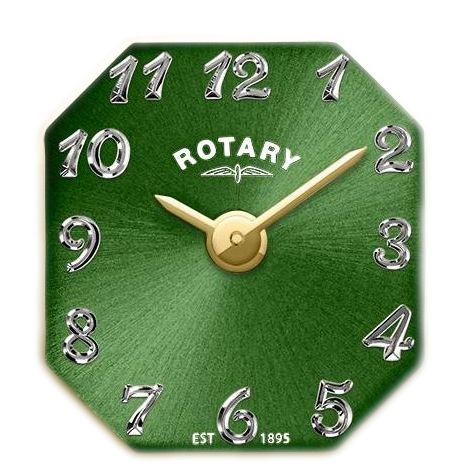 Zielona ośmiokątna tarcza zegarka Rotary RLS10056/28