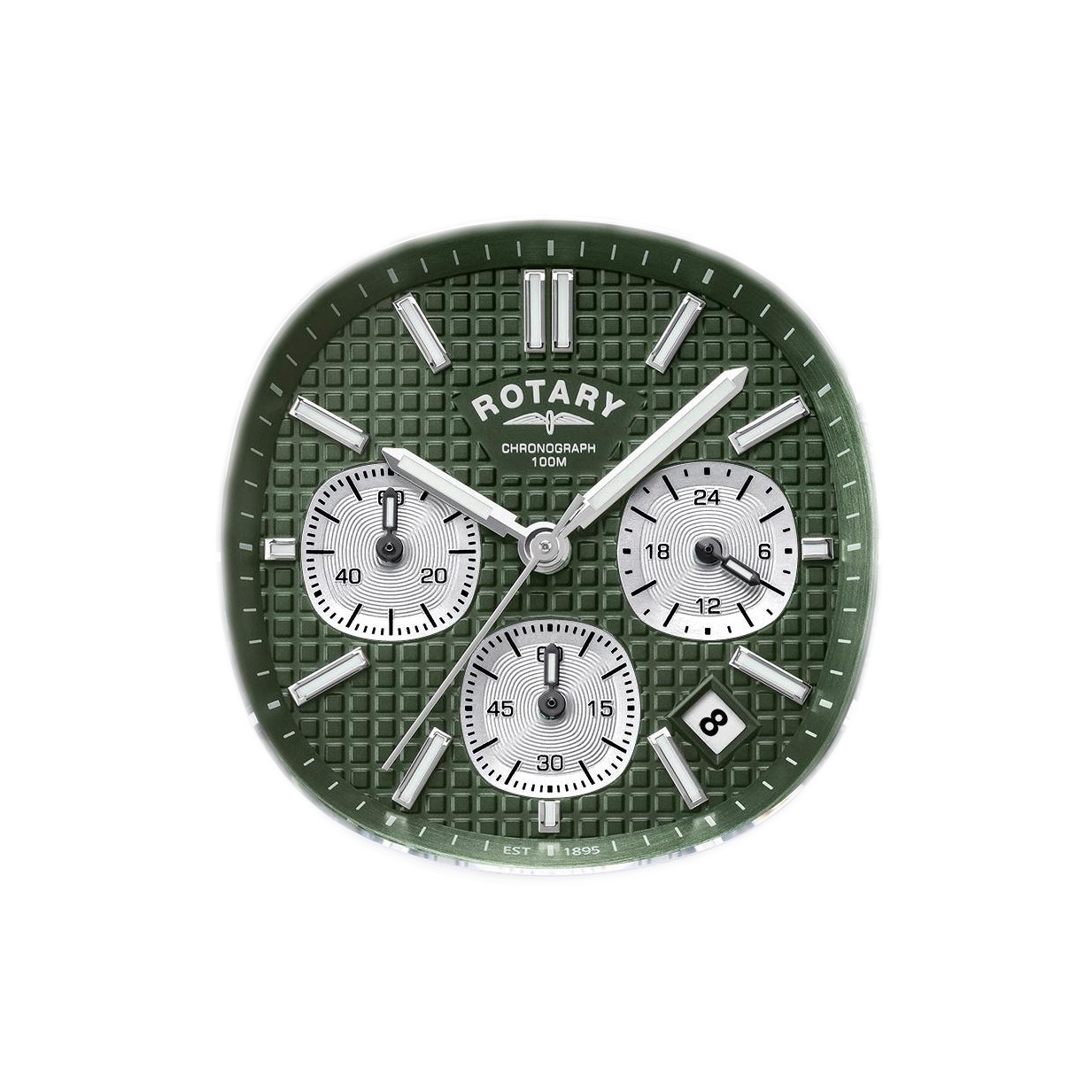 Zielona tarcza tapisserie zegarka Rotary Apex100 Chronograph RGB10029/24
