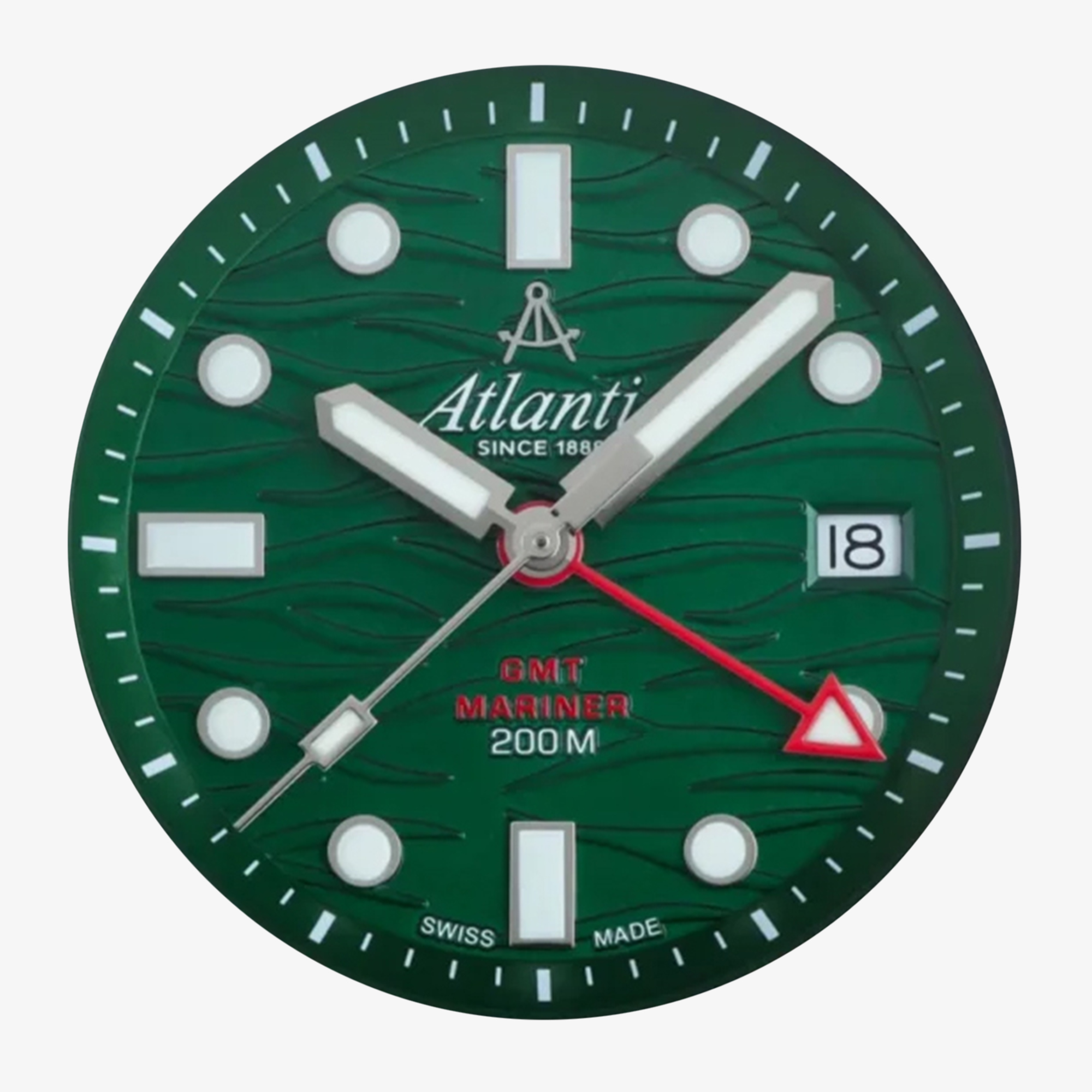 Zegarek Atlantic Mariner Wave Quartz GMT Green 81576.41.79GMT z wzorem fal na tarczy