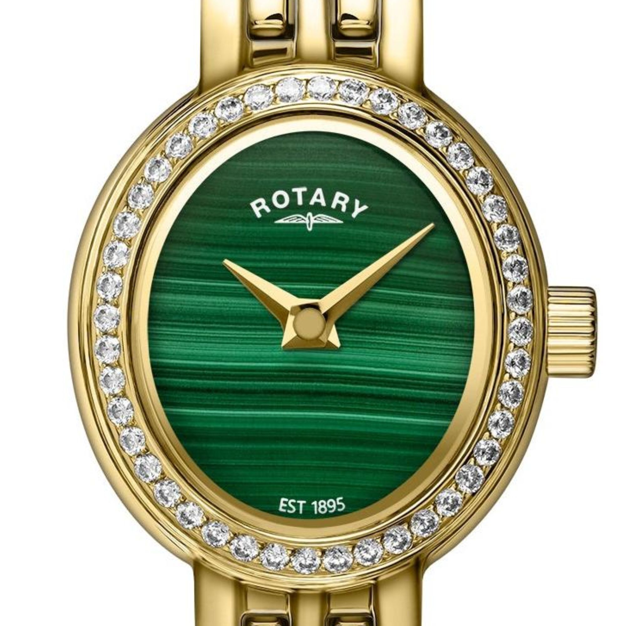 Zielona tarcza z malachitu zegarka Rotary RLB10062/24