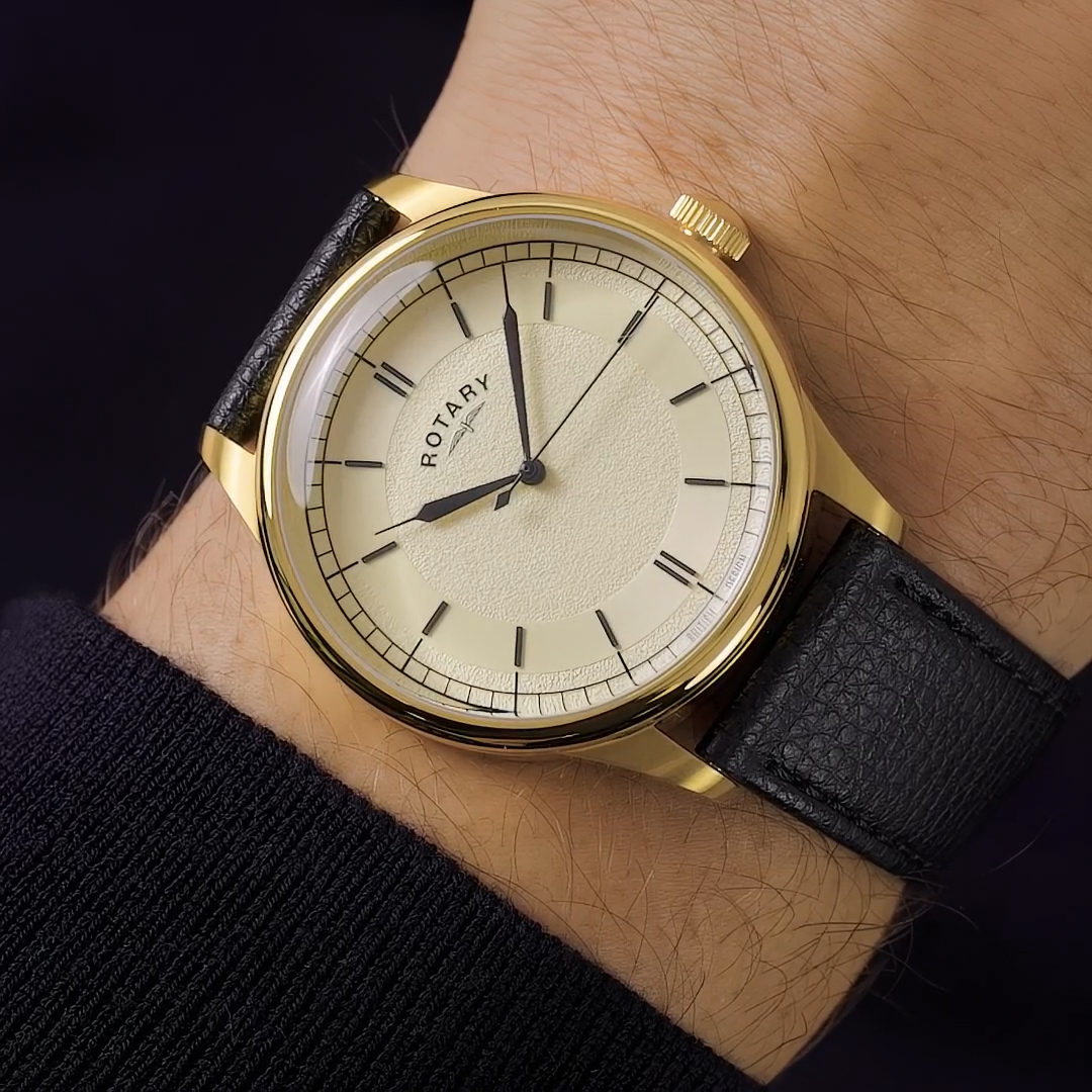 Złota koperta PVD 40 mm zegarka Rotary Heritage GS05983/03
