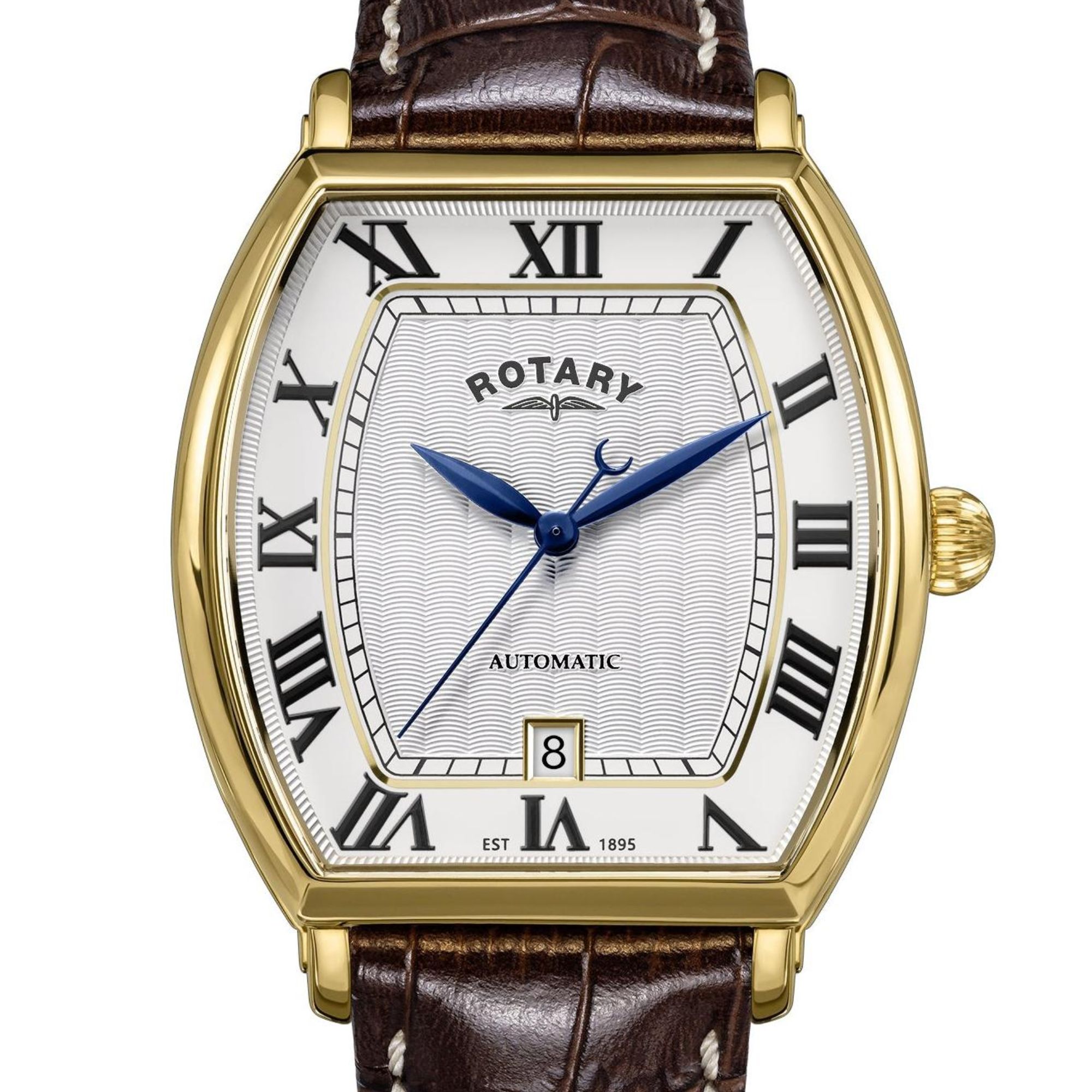 Złota koperta tonneau zegarka Rotary 1895 Tonneau Automatic RGS10060/01