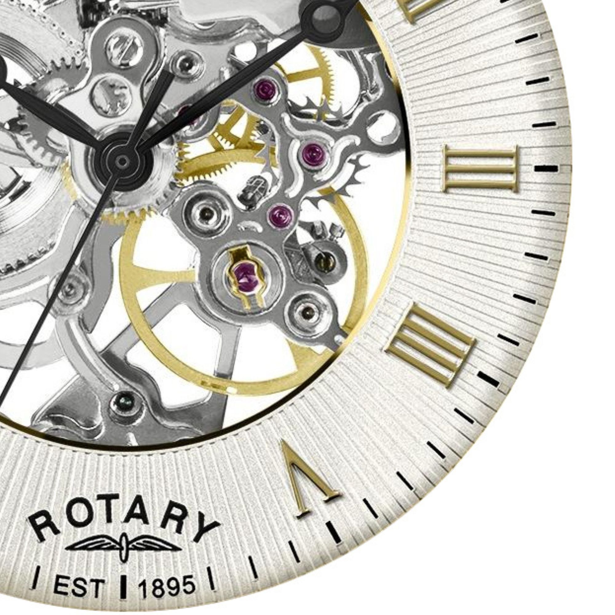 Złote rzymskie cyfry zegarka kieszonkowego Rotary RP00727/01