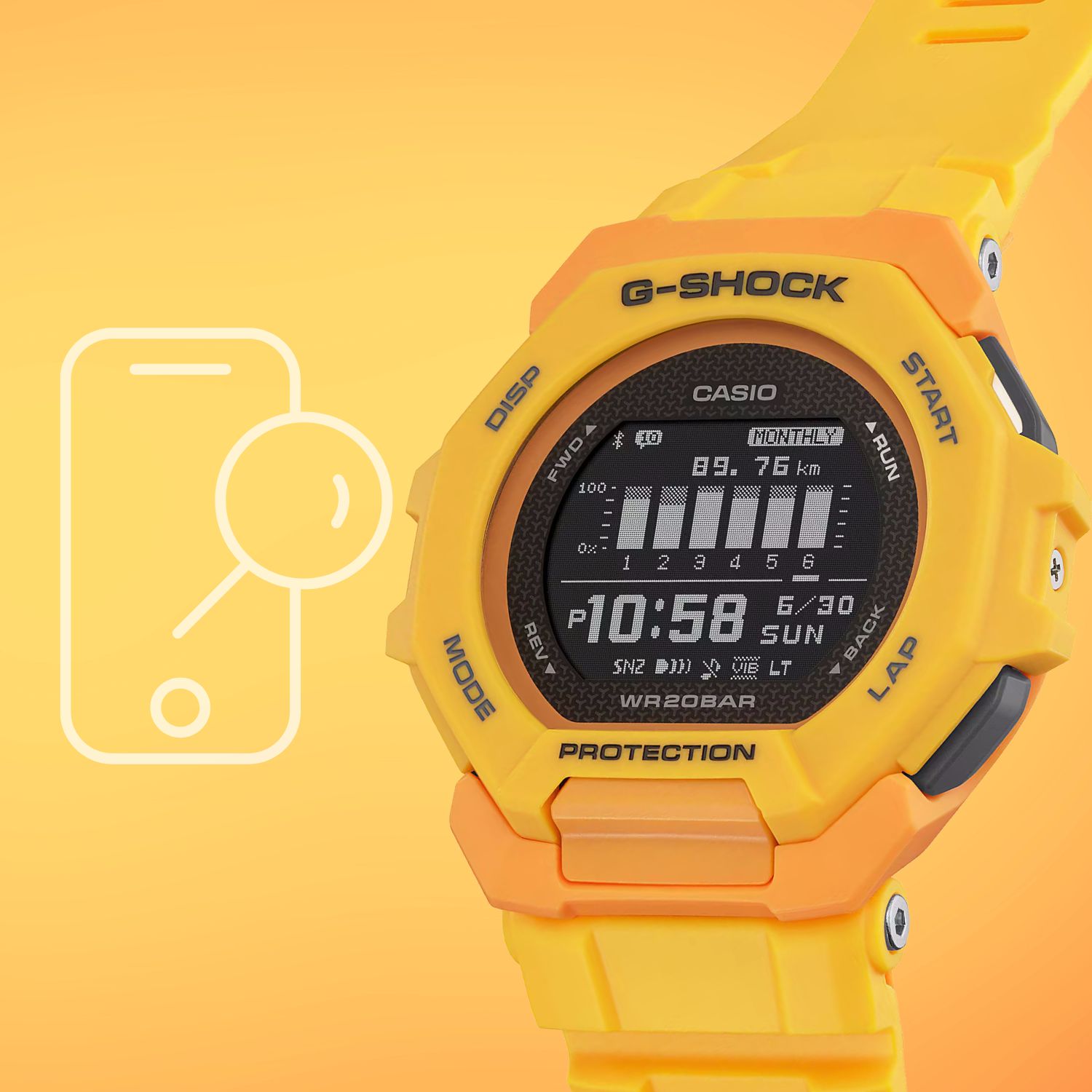 Funkcja znajdź mój telefon w zegarku G-SHOCK Casio G-SQUAD BLUETOOTH SYNC STEP TRACKER GBD-300-9ER