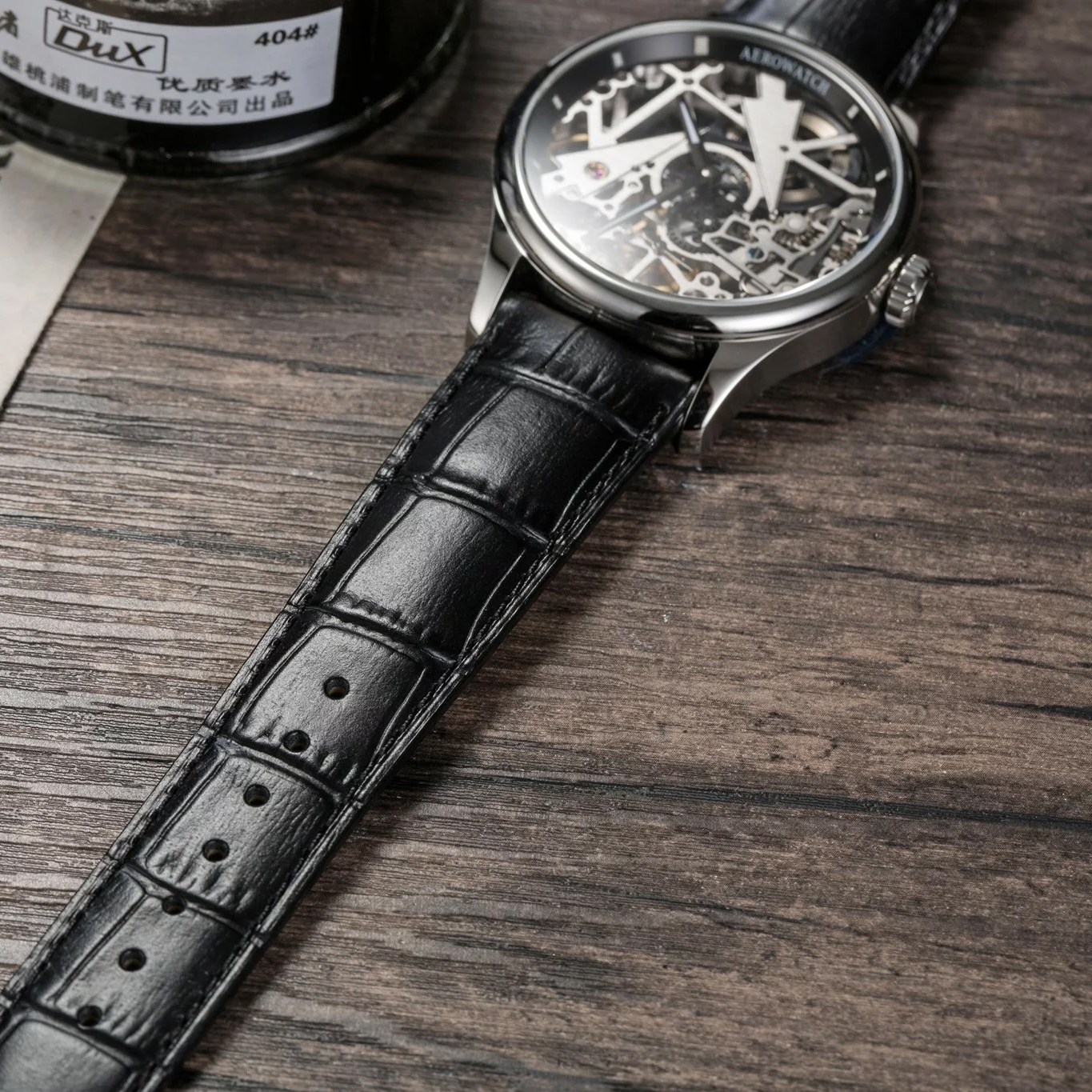 Zegarek Aerowatch RENAISSANCE SKELETON FIR TREE 50981-AA12 na skórzanym pasku