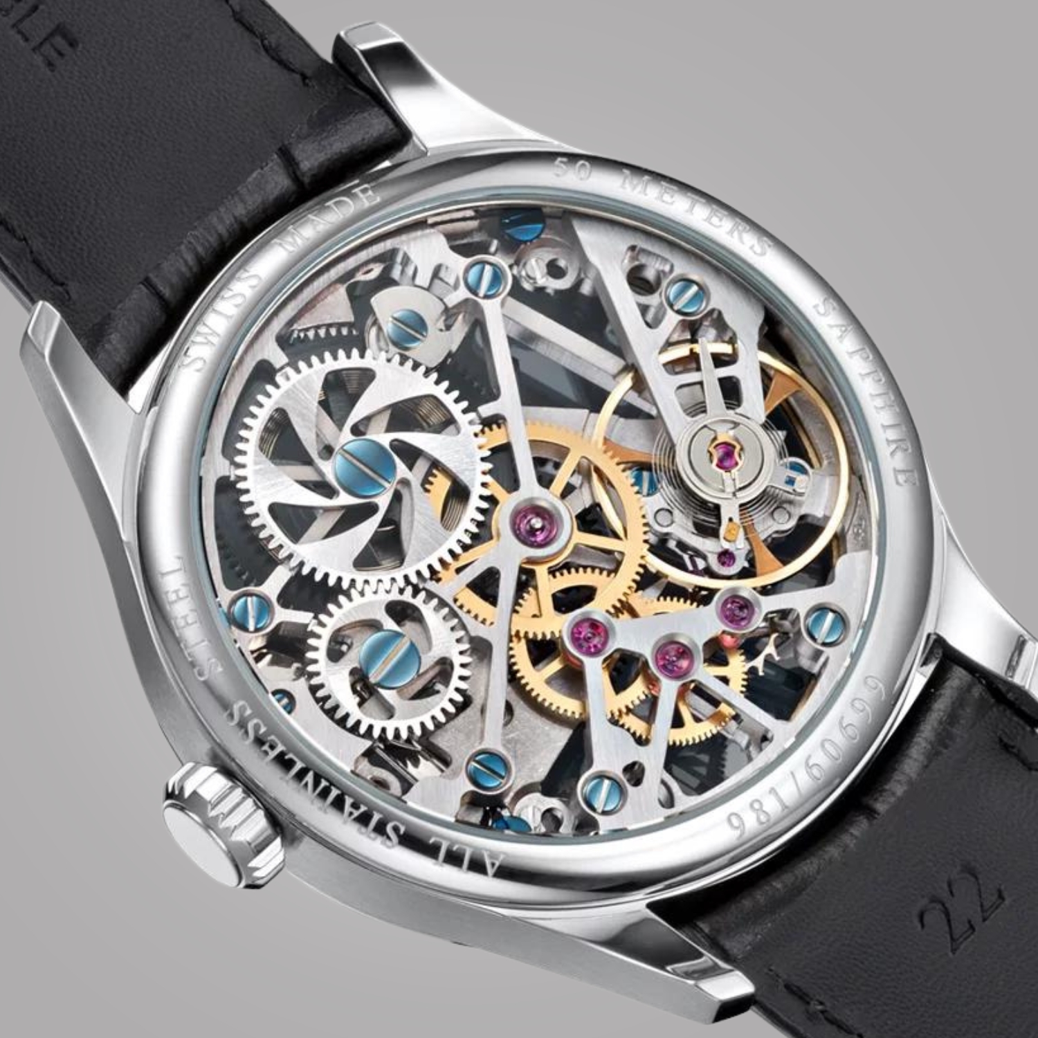 Zegarek Aerowatch RENAISSANCE SKELETON FIR TREE pokazany z tyłu