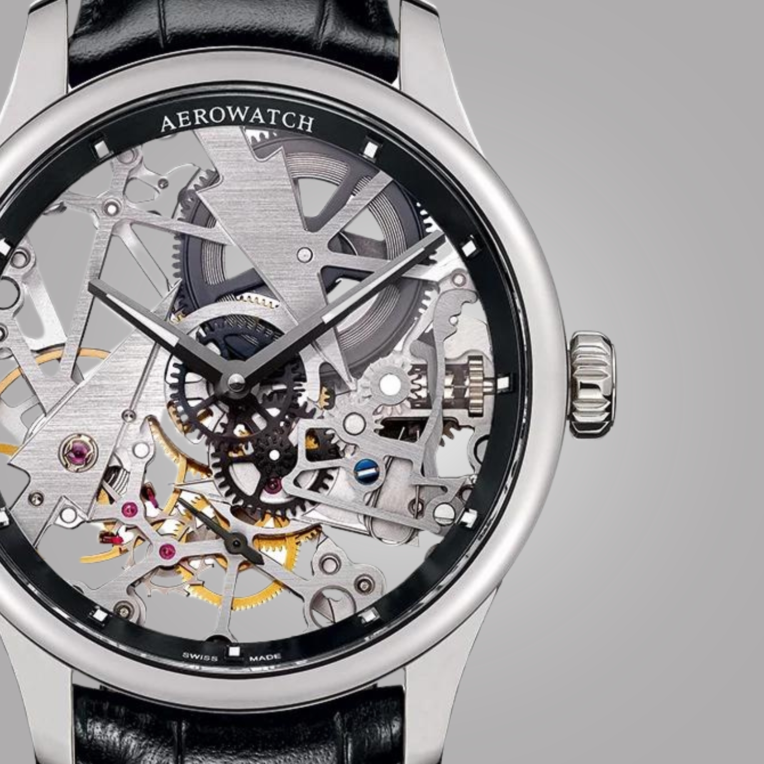 Zegarek Aerowatch RENAISSANCE SKELETON FIR TREE wykonany ze stali szlachetnej