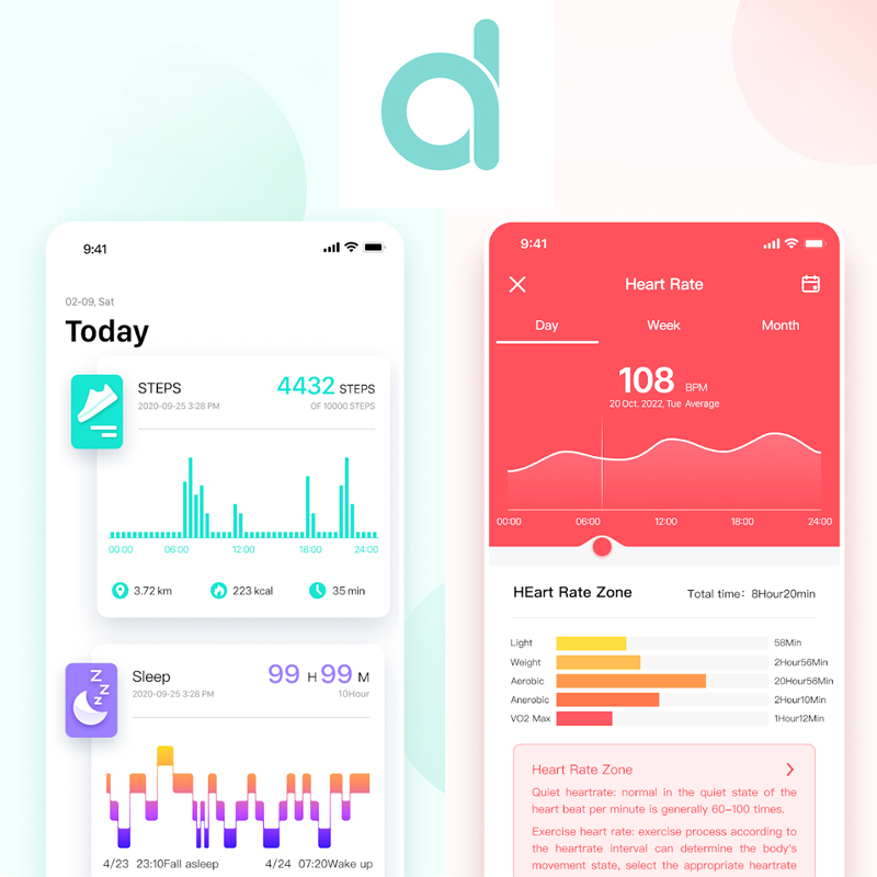 Wielofunkcyjna aplikacja Da Fit połączona ze smartwatchem Hagen dla systemów Android i iOS
