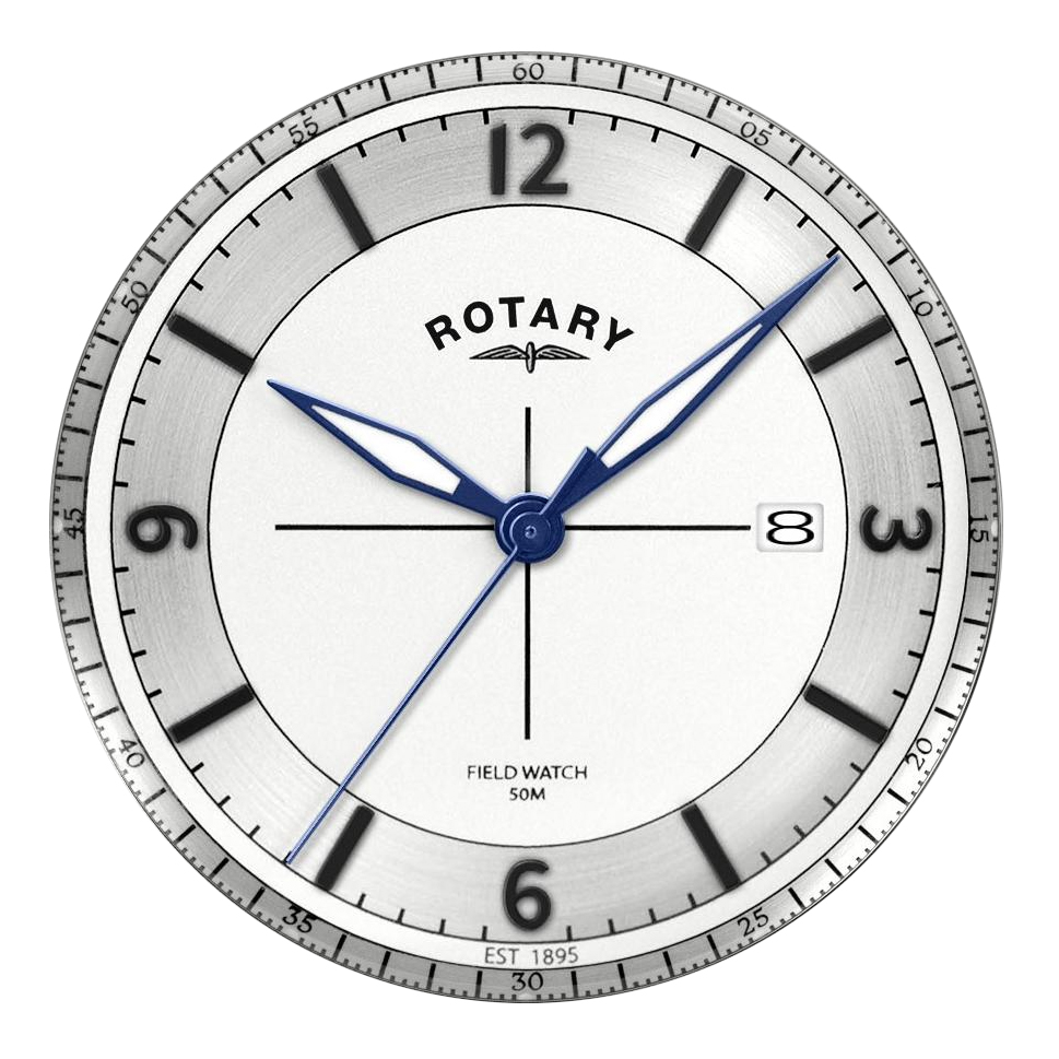 Biała tarcza polowa zegarka Rotary Field Watch RGS10005/06