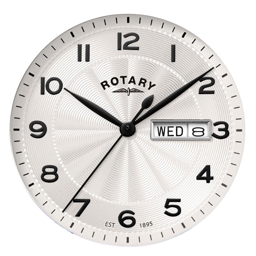 Biała tarcza z rzymskimi cyframi zegarka Rotary Windsor GS05420/01