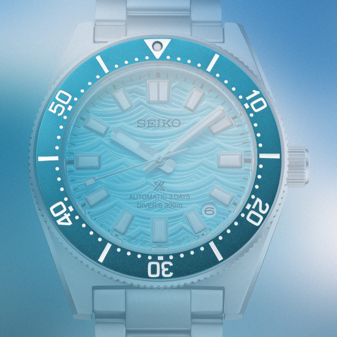 Błękitny obrotowy bezel w zegarku Seiko Prospex Sea 1965 Heritage Divers Fan-Selected