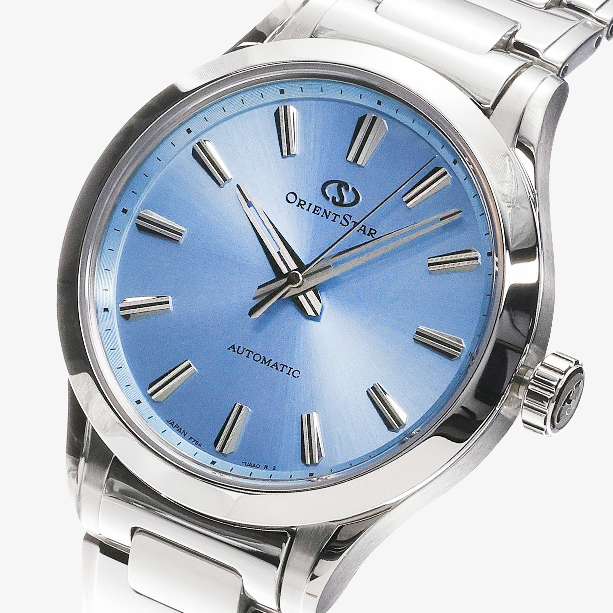 Błętkitna tarcza zegarka Orient Star RE-BQ0002L00B