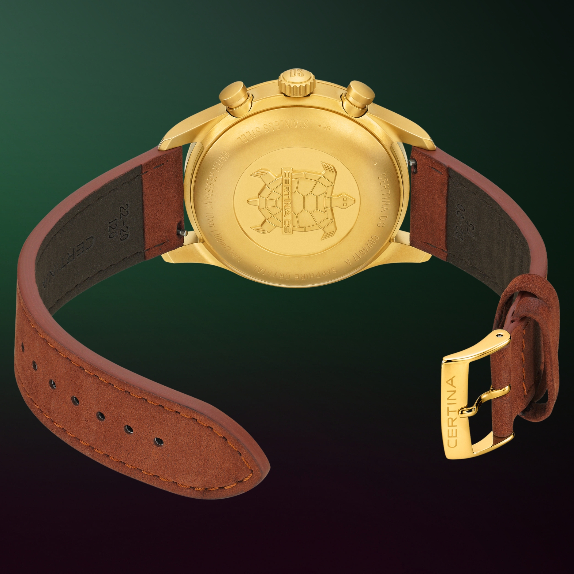 Brązowy skórzany pasek w zegarku Certina DS Pilot C024.617.36.092.00 43mm 