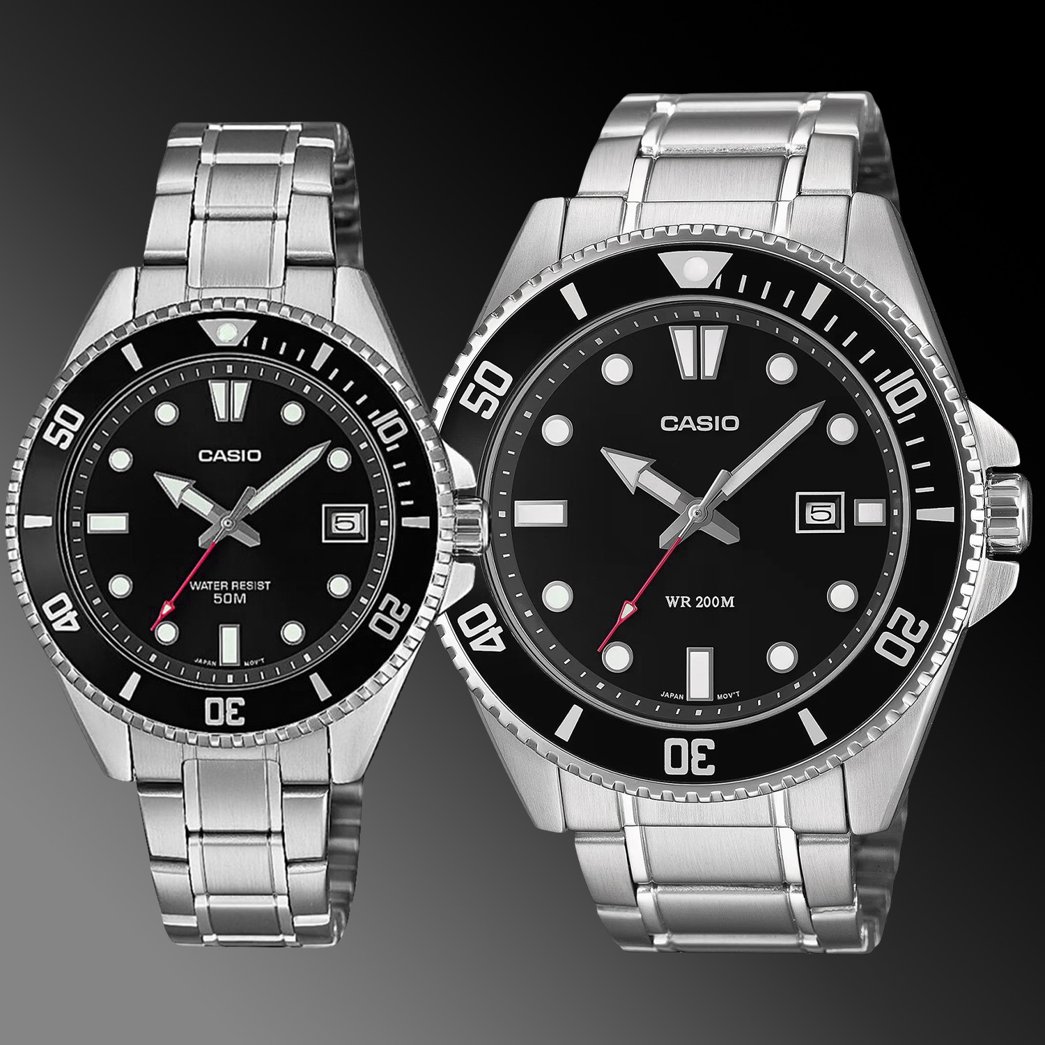 casio duro MDV-107D-1A1VEF i MDV-10D-1A1VEF z czarną tarczą