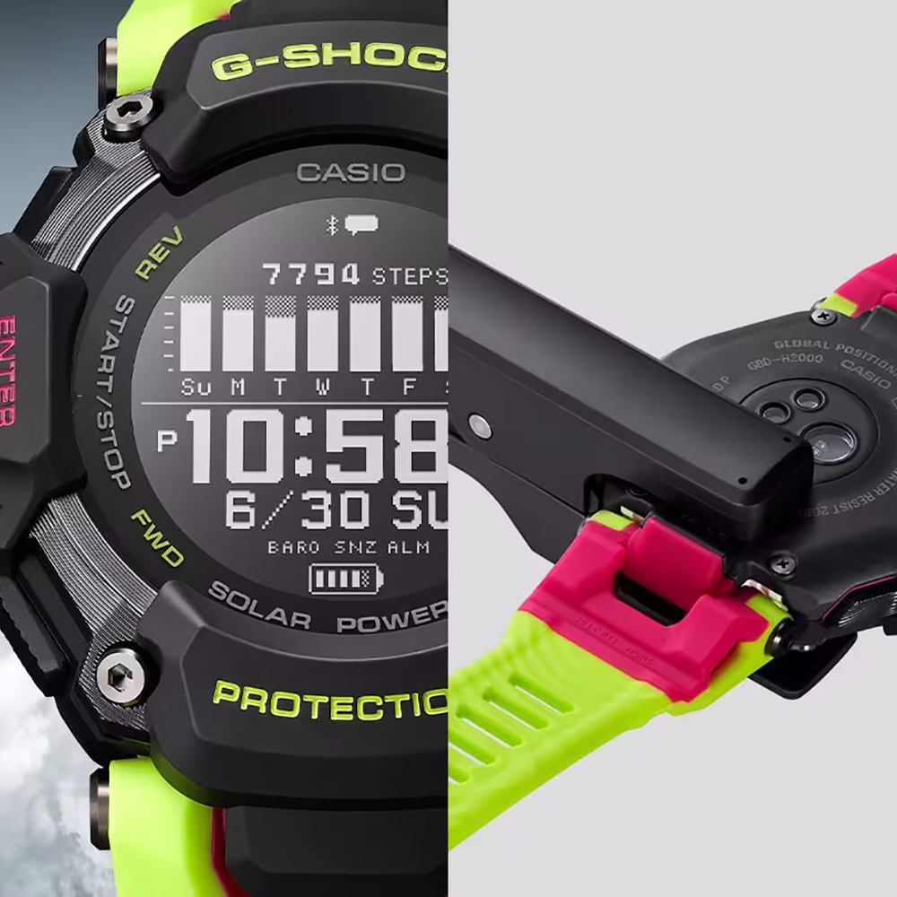 6 czujników w zegarku G-SHOCK Casio G-SQUAD Heart Rate Monitor Bluetooth GBD-H2000-1A9ER