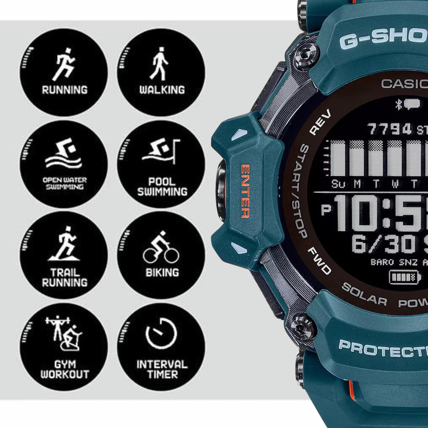 Tryby sportowe zegarka G-SHOCK G-SQUAD GBD-H2000-2ER
