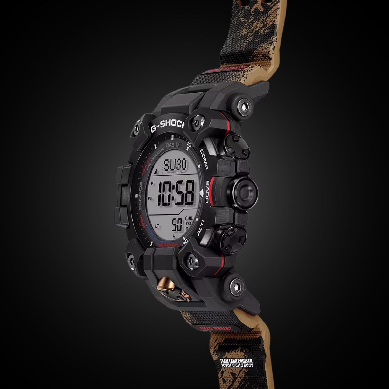 Przyciski w zegarku GW-9500TLC-1ER Casio G-SHOCK x TEAM LAND CRUISER TOYOTA AUTO BODY