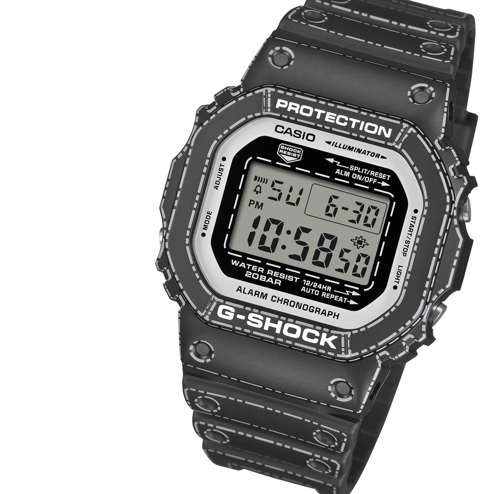 Casio DW-5600RGM-1ER zegarek z czarną kopertą z białym obramowaniem