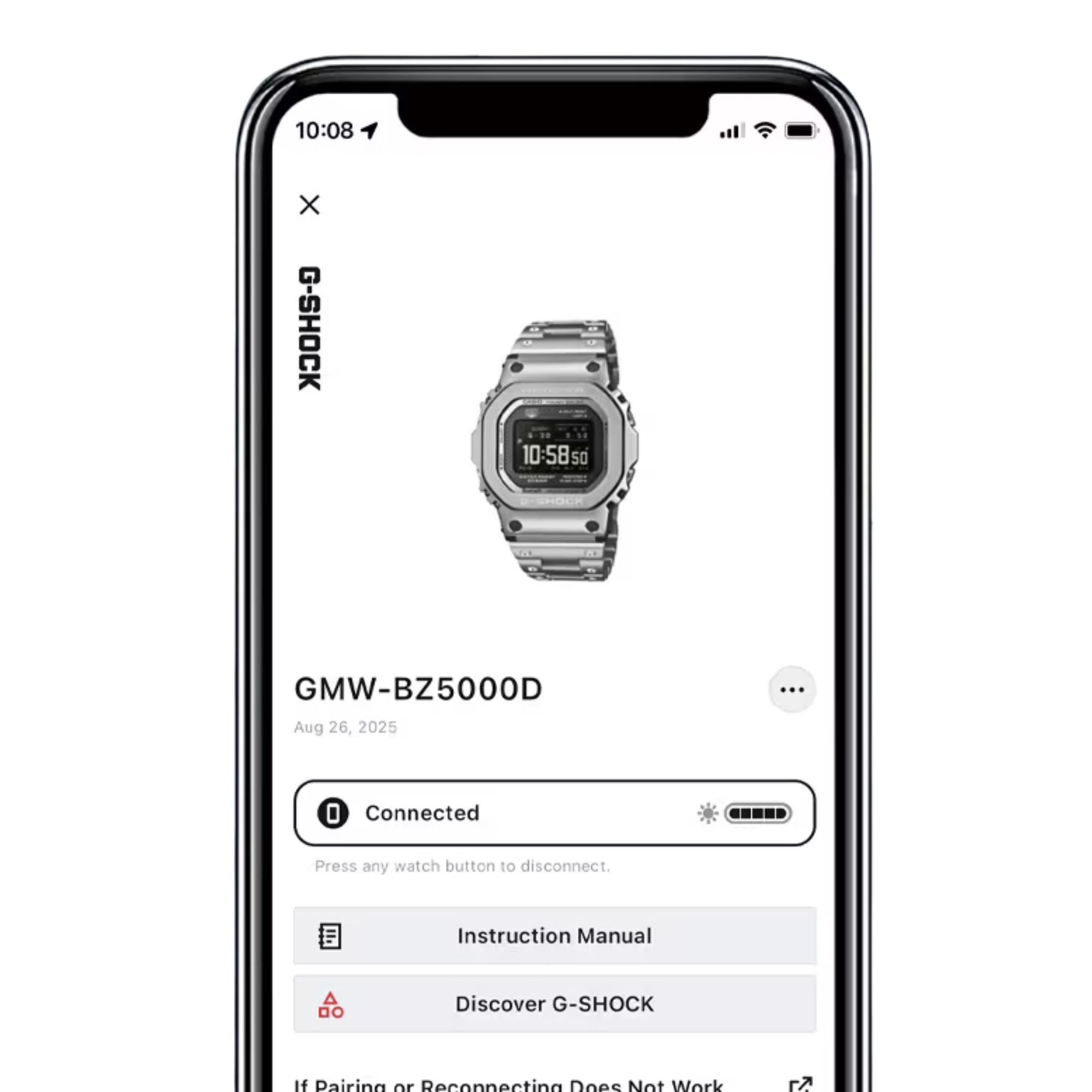 Zegarek z możliwością przyłączenia do aplikacji Casio Watches