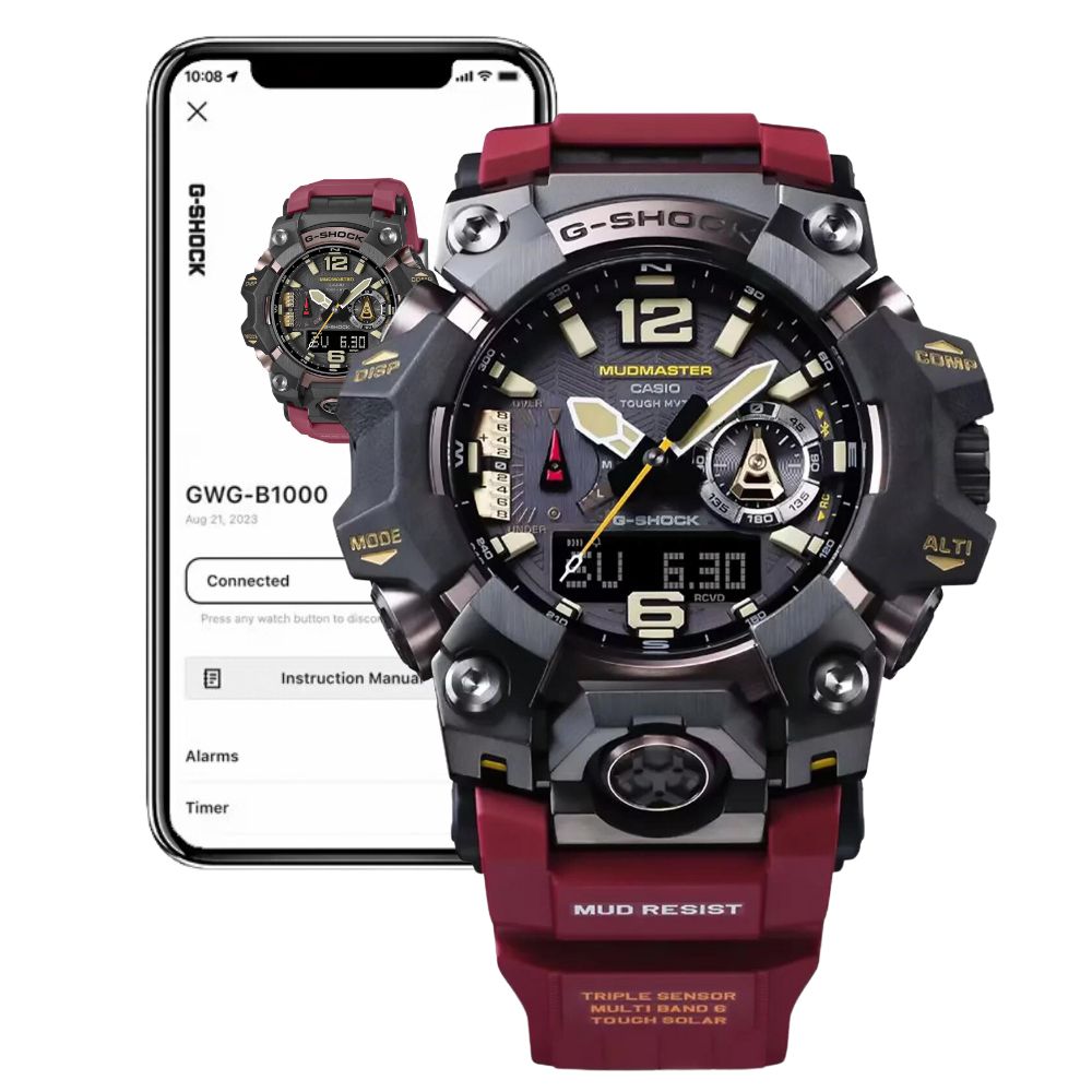 G-SHOCK GWG-B1000-1A4ER Mudmaster Carbon Core łączność Bluetooth aplkacja Casio Watches