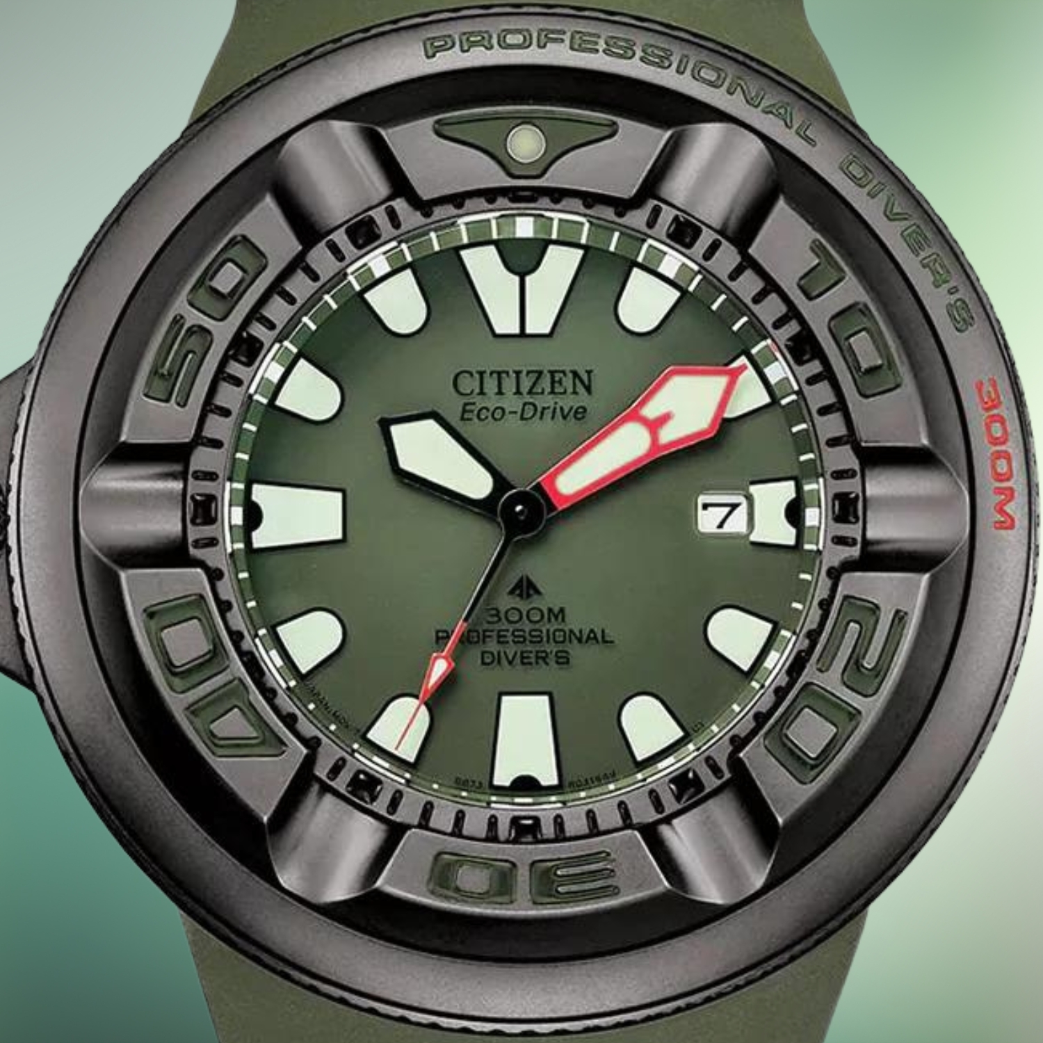 Czytelna tarcza w zegarku Citizen PROMASTER ECO-DRIVE 300M BJ8057-17X