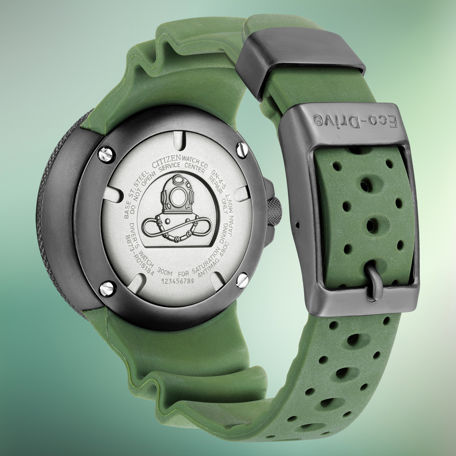 Zegarek Citizen PROMASTER ECO-DRIVE 300M BJ8057-17X na zielonym pasku