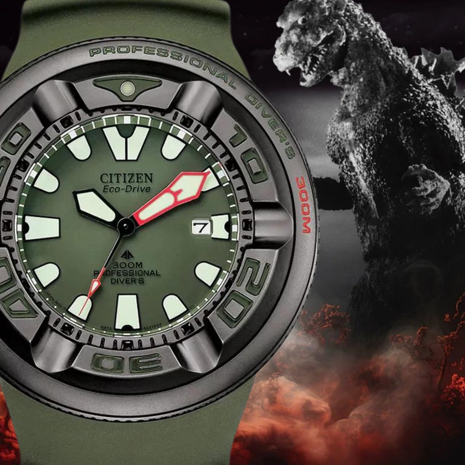 Zegarek Citizen PROMASTER ECO-DRIVE 300M BJ8057-17X kojarzony z filmem Godzilla