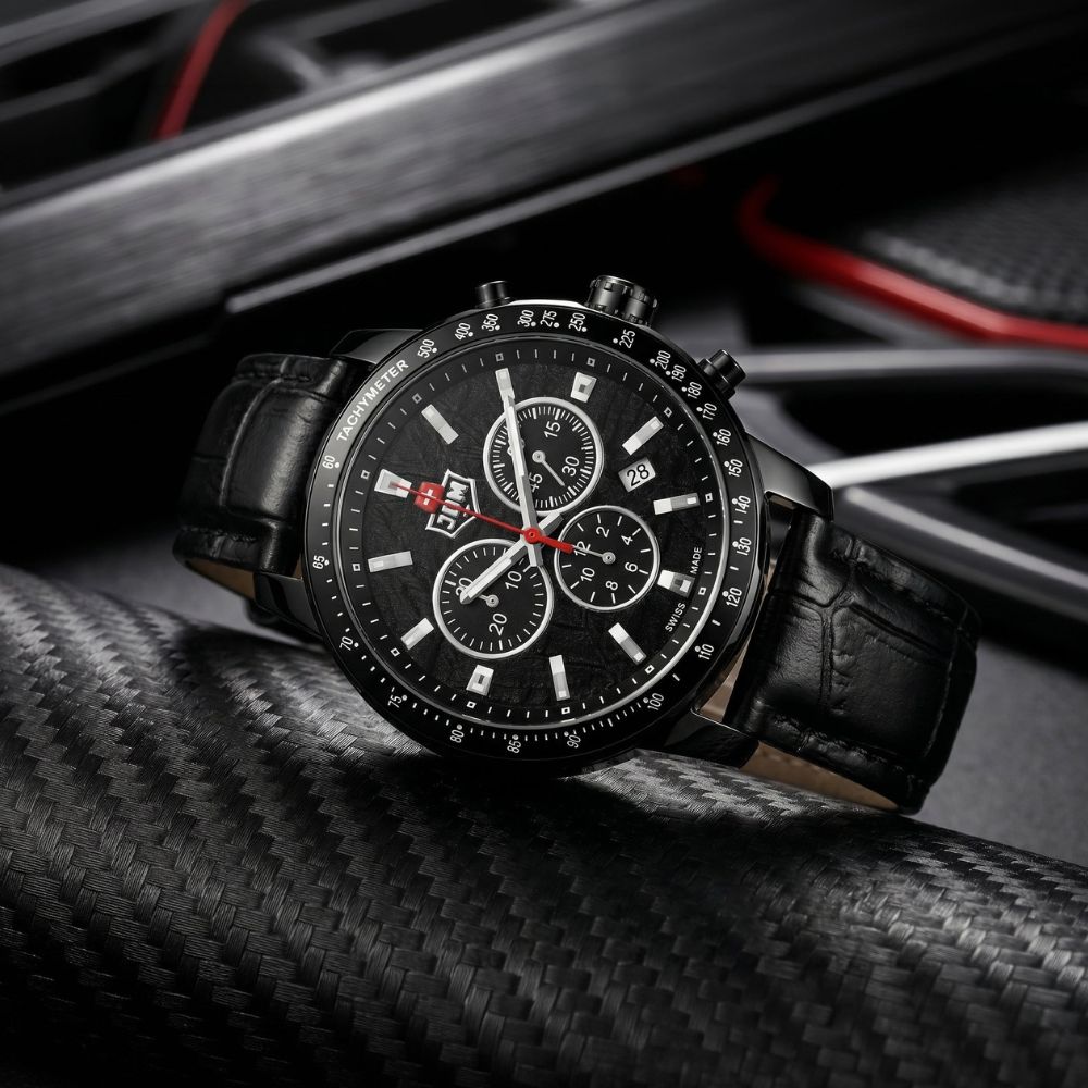 Męski zegarek JDM Military z chronografem w kolorze czarnym na pasku