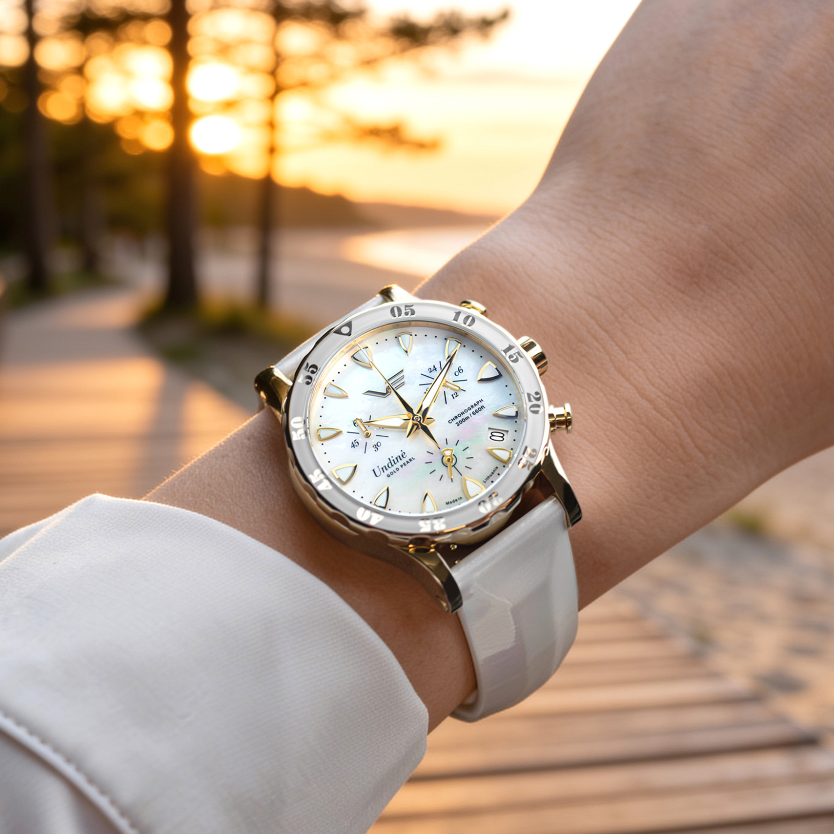 Damski zegarek Vostok Europe Undine Gold Pearl VK68-515B800 