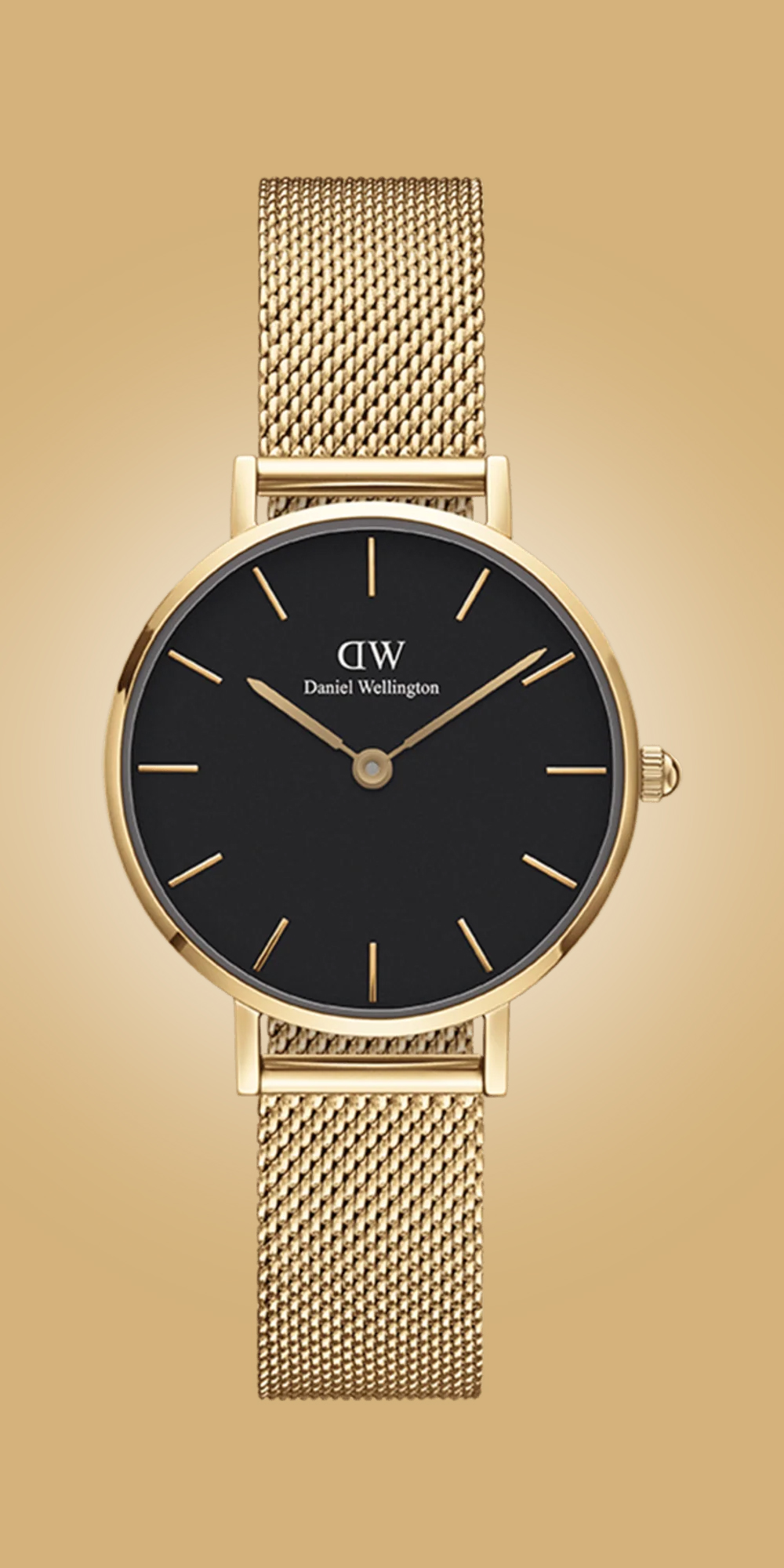 Zegarek damski Daniel Wellington w kolorze złota z czarną tarczą elegancki