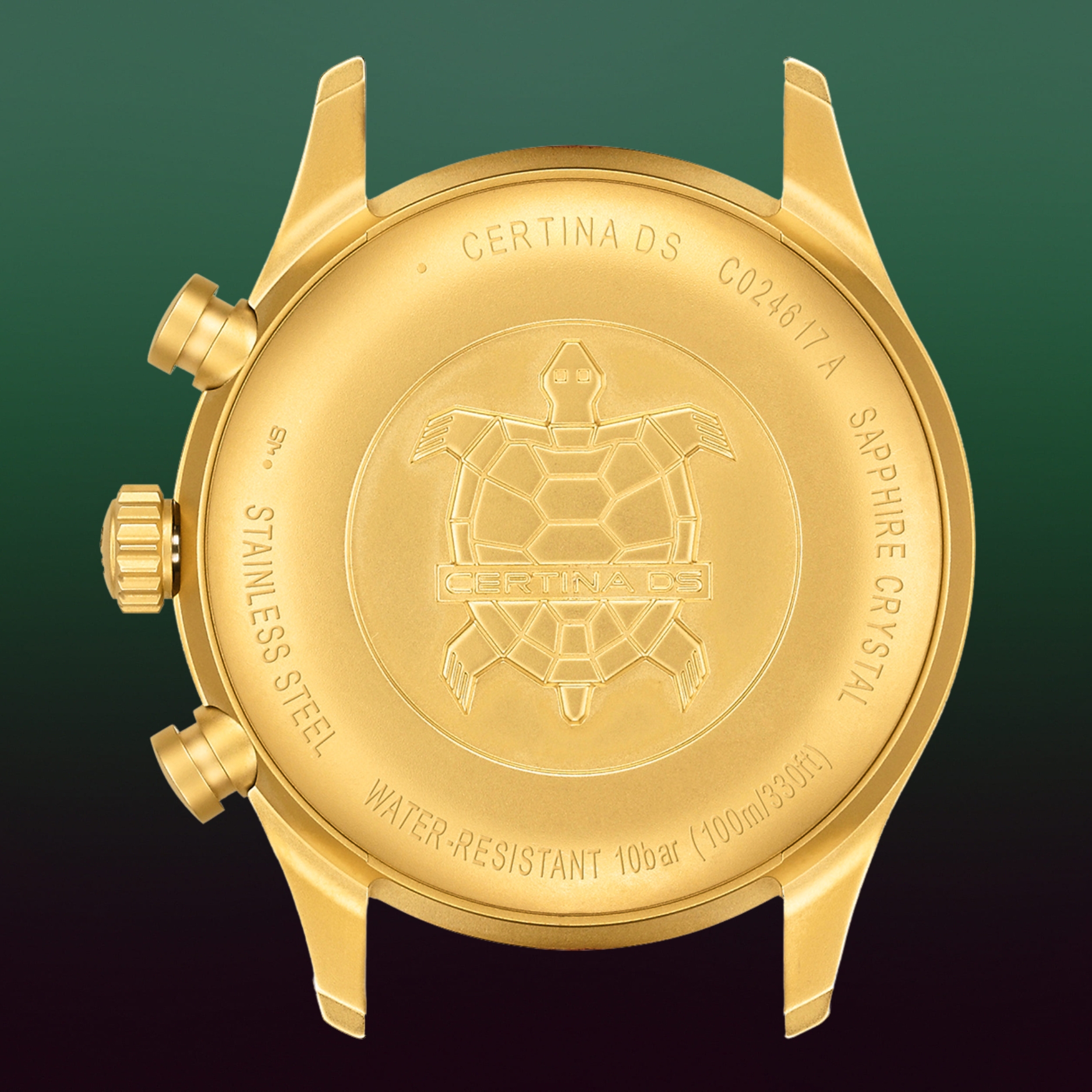  Certina DS Pilot 43mm męski C024.617.36.092.00 dekiel zegarka z grawerem żółwia i parametrami