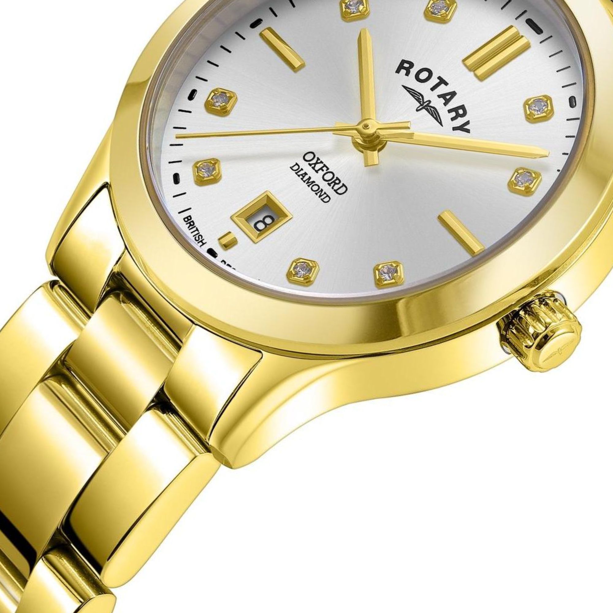 Diamenty na tarczy zegarka Rotary Oxford Diamond LB05523/06/D