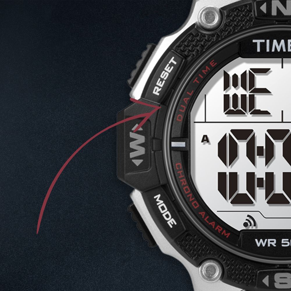 Dwie strefy czasowe w zegarku Timex DGTL Rugged
