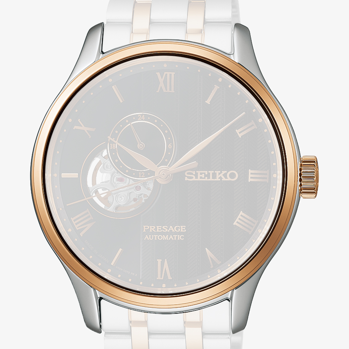 Pozłacana, dwukolorowa koperta Seiko Automatic Open Heart SSA466J1