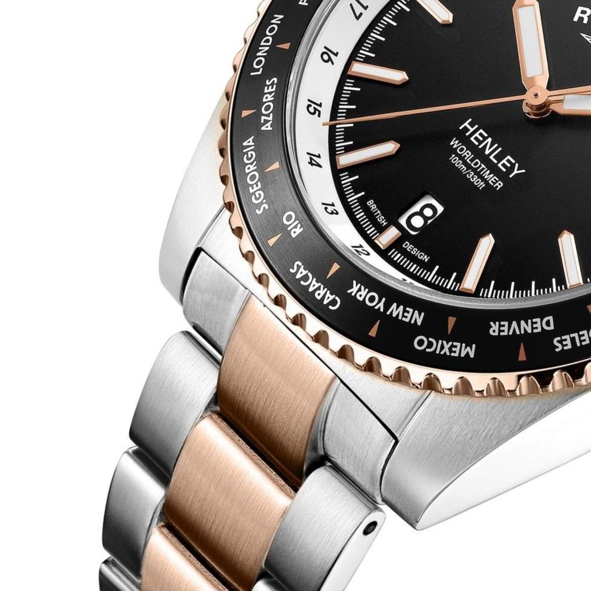 Dwutonowa bransoleta zegarka Rotary Henley Worldtimer GB05372/04