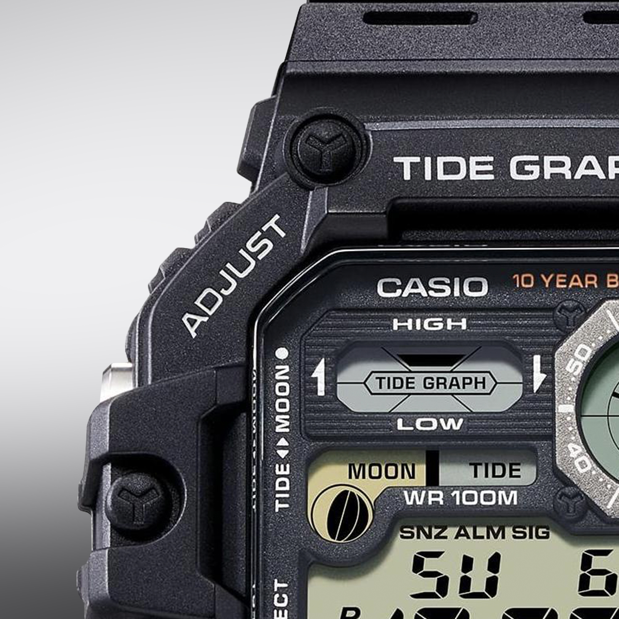 Ekran z napisem Tide Graph Casio Digital Moonphase WS-1700H-1AVEF